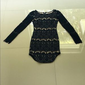 Xenia Boutique Navy Lace Bodycon Mini Dress